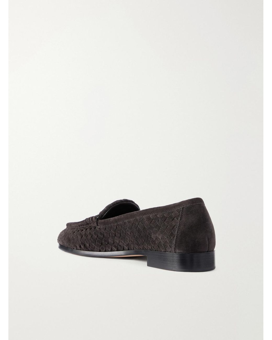 Bottega Veneta White Silenzio Intrecciato Suede Loafers for men