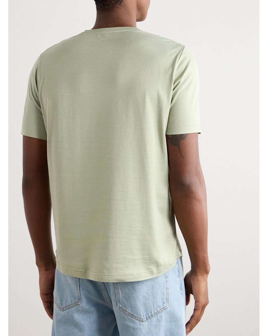 Loro Piana Green Silk And Cotton-Blend T-Shirt for men