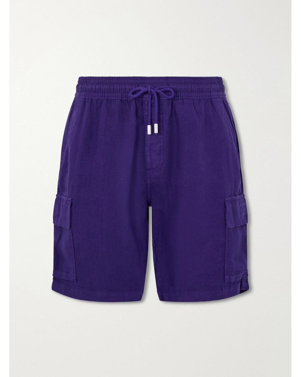 Vilebrequin Blue Straight-Leg Linen Drawstring Cargo Shorts for men