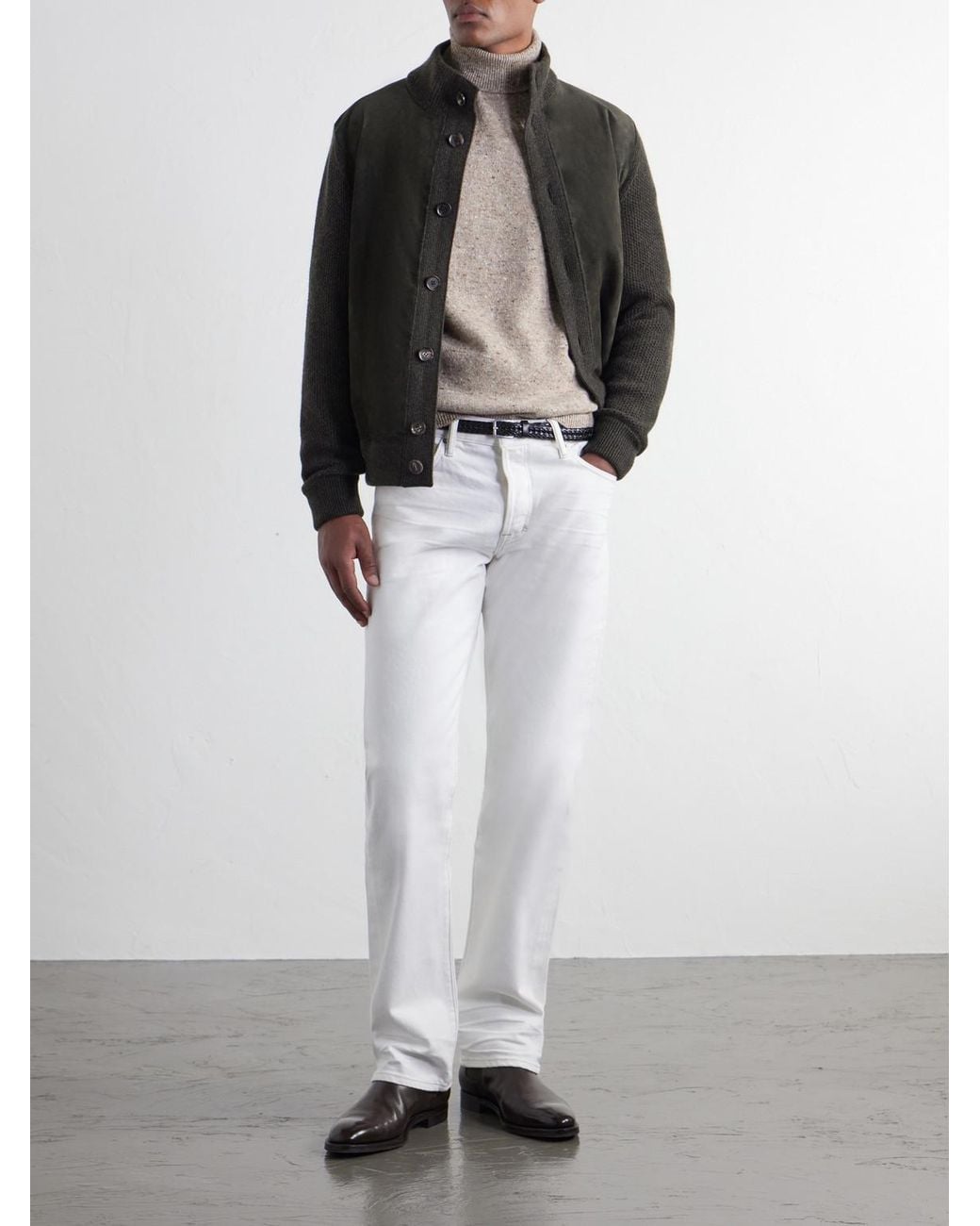 Zegna White Wool-Blend Rollneck Sweater for men