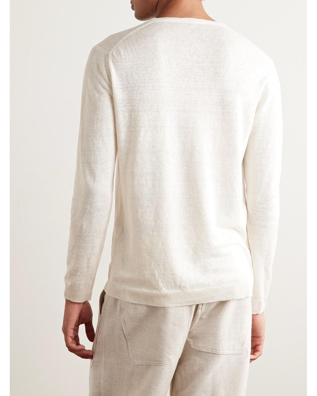 Anderson & Sheppard Natural Linen Henley T-Shirt for men