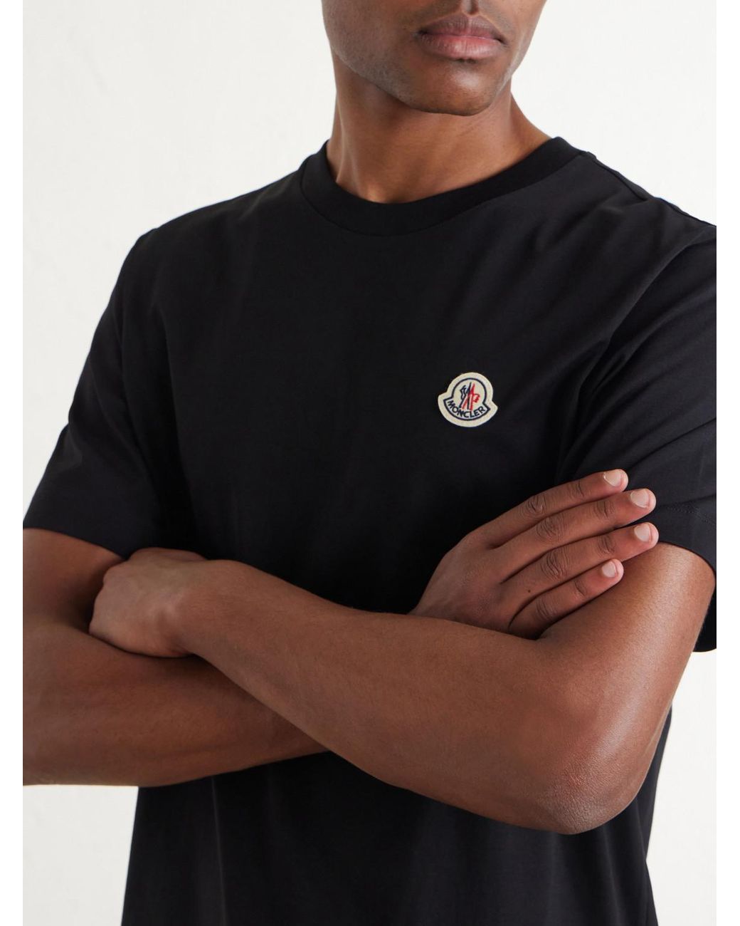 Moncler Black Pack Of Three Logo-Appliquéd Cotton-Jersey T-Shirt for men
