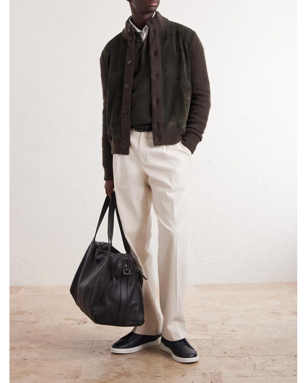 Zegna Black Oasi Cashmere And Suede Blouson Jacket for men