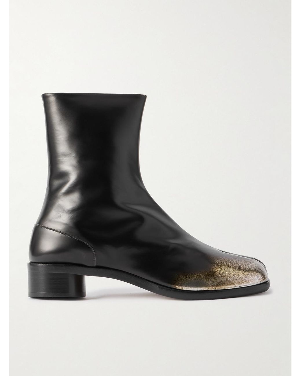 Maison Margiela Tabi Split-toe Metallic Leather Boots in Black for