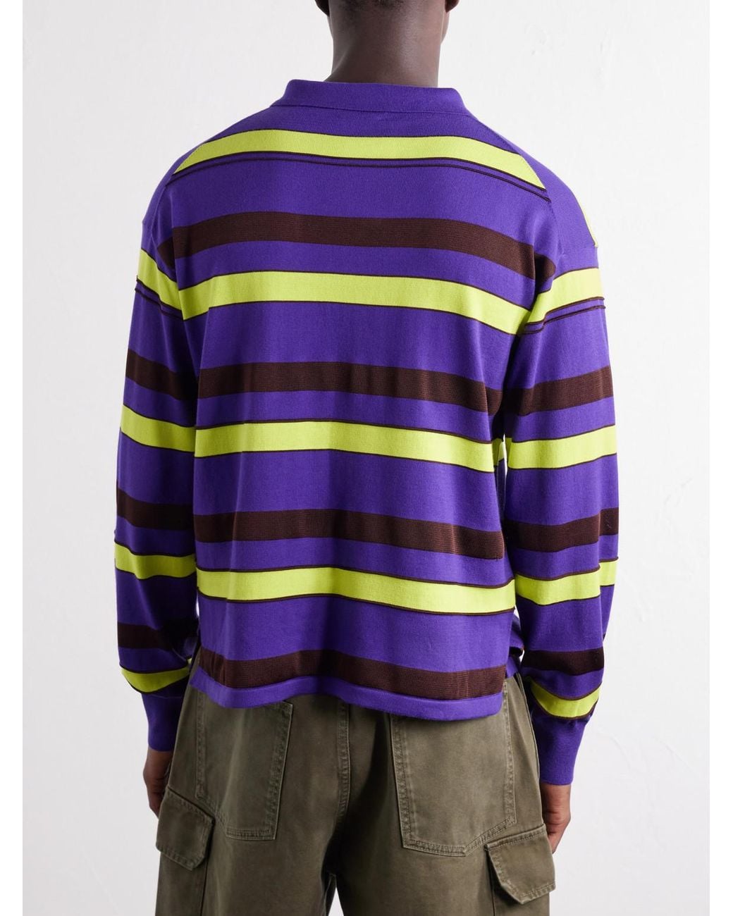 J.W. Anderson Blue Rugby Striped Cotton-Blend Polo Shirt for men