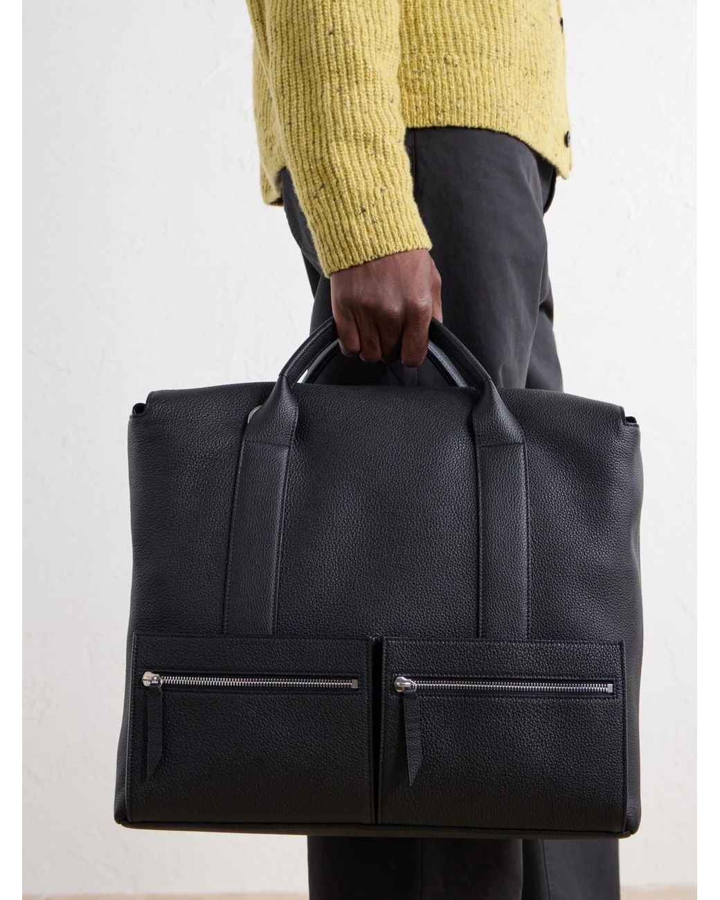 Metier Black Racer 40 Pebble-Grain Leather Tote Bag for men