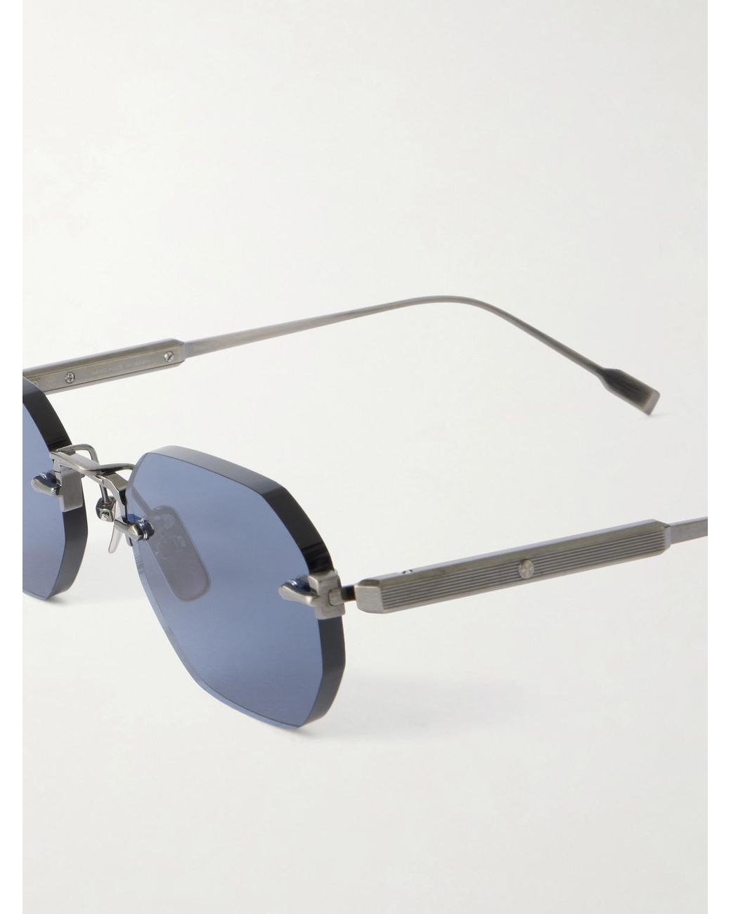 sato Blue Terebellum Ii Round-Frame-Tone Titanium Sunglasses for men