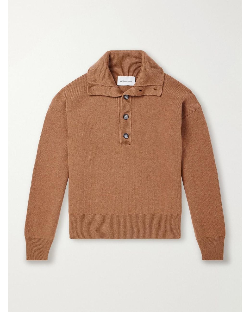 AMI Brown Merino Wool Sweater for men