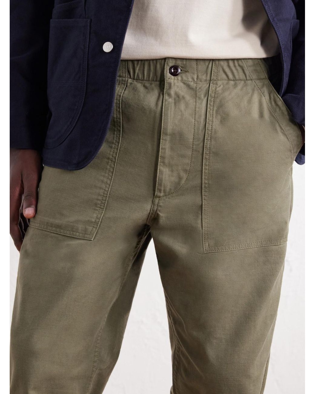 Drake's Green Straight-Leg Drawstring Cotton-Twill Trousers for men