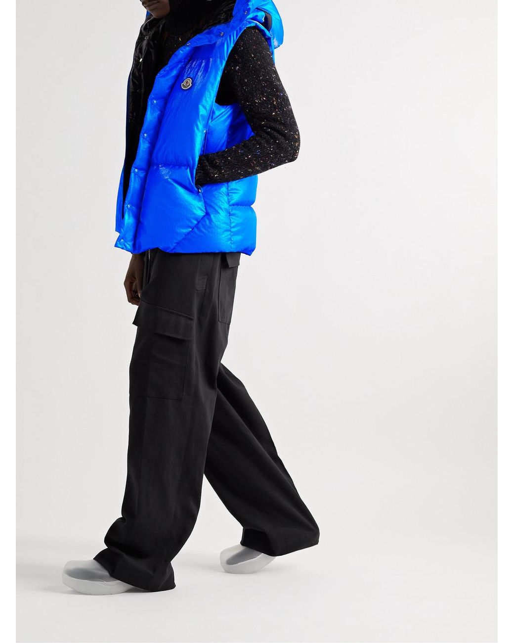 Moncler Blue Lawu Quilted Ripstop Hooded Down Gilet for men