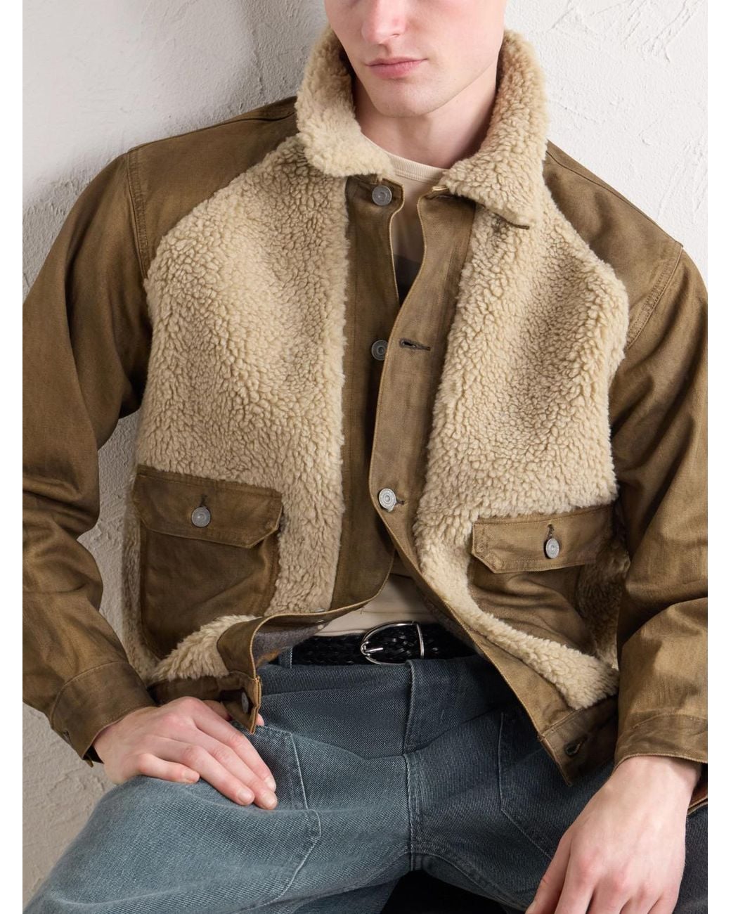 RRL Natural Fleece-Trimmed Denim Jacket for men