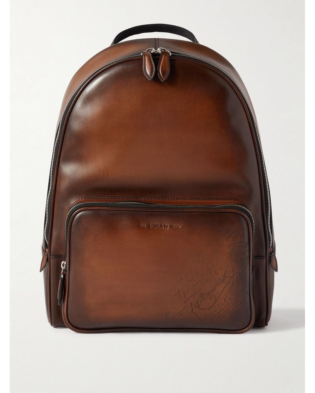 Berluti Brown Time Off Scritto Venezia Leather Backpack for men