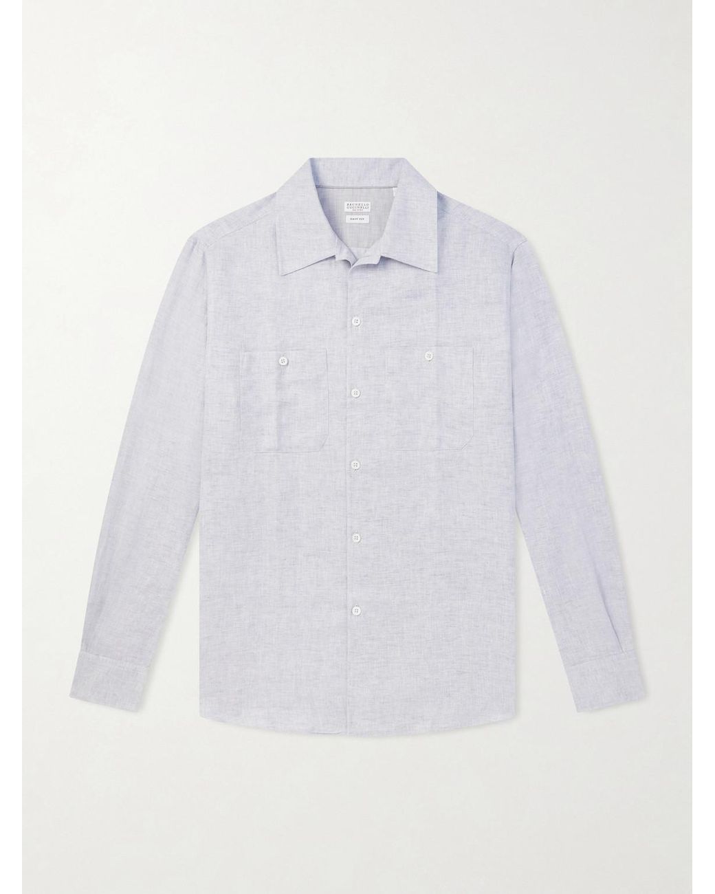 Brunello Cucinelli White Hemp, Linen And Cotton-Blend Shirt for men
