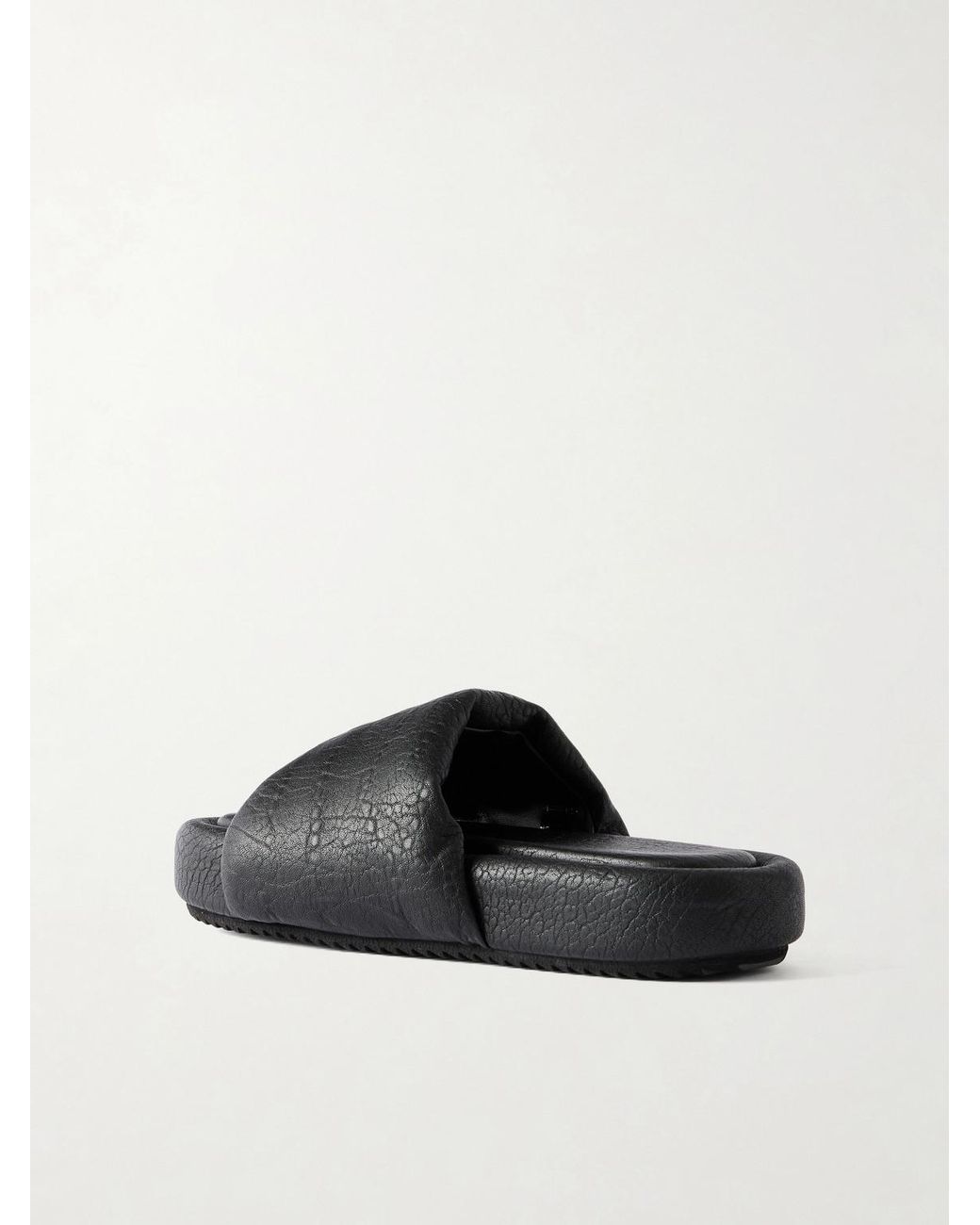 Rick Owens Black Chancla Full-Grained Leather Slides for men