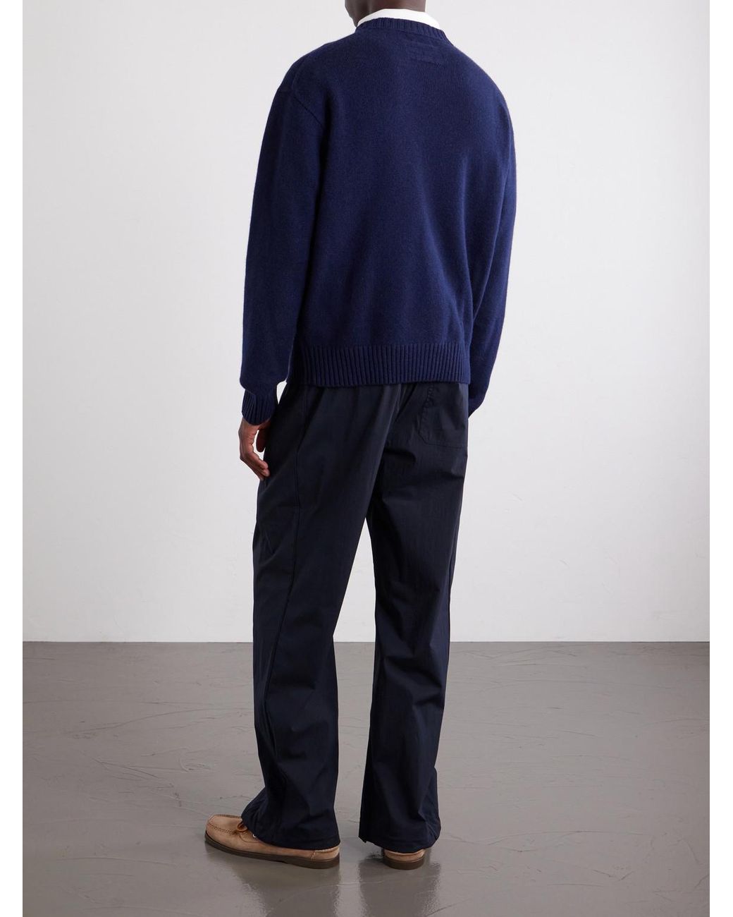 FRAME Blue Logo-Embroidered Cashmere Sweater for men