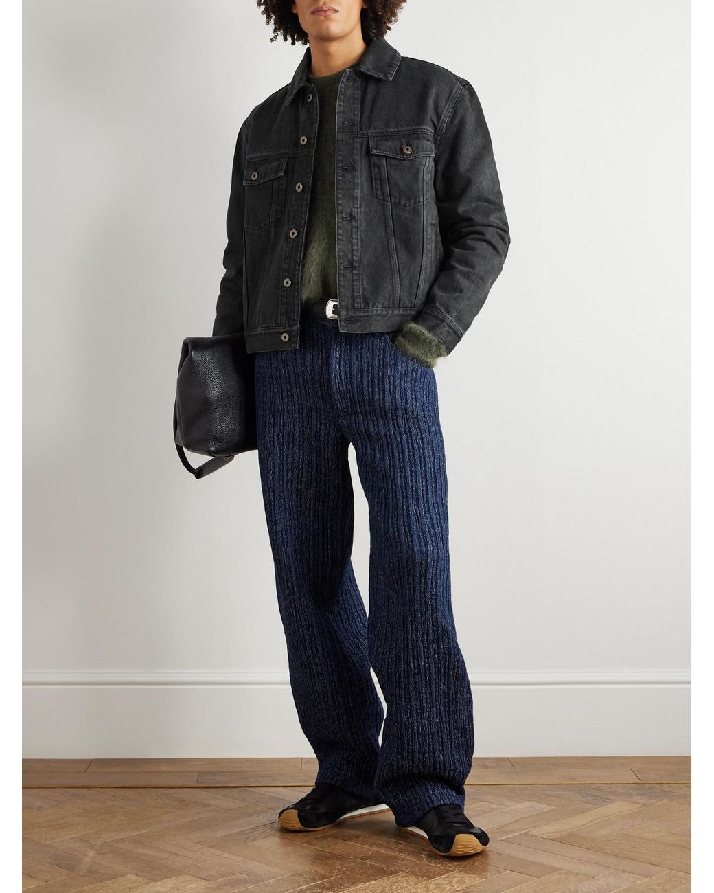 Loewe Black Anagram Logo-appliquéd Denim Jacket for men