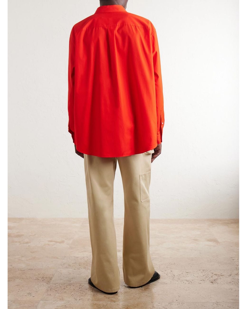 Loewe Orange Anagram-embroidered Cotton Shirt for men