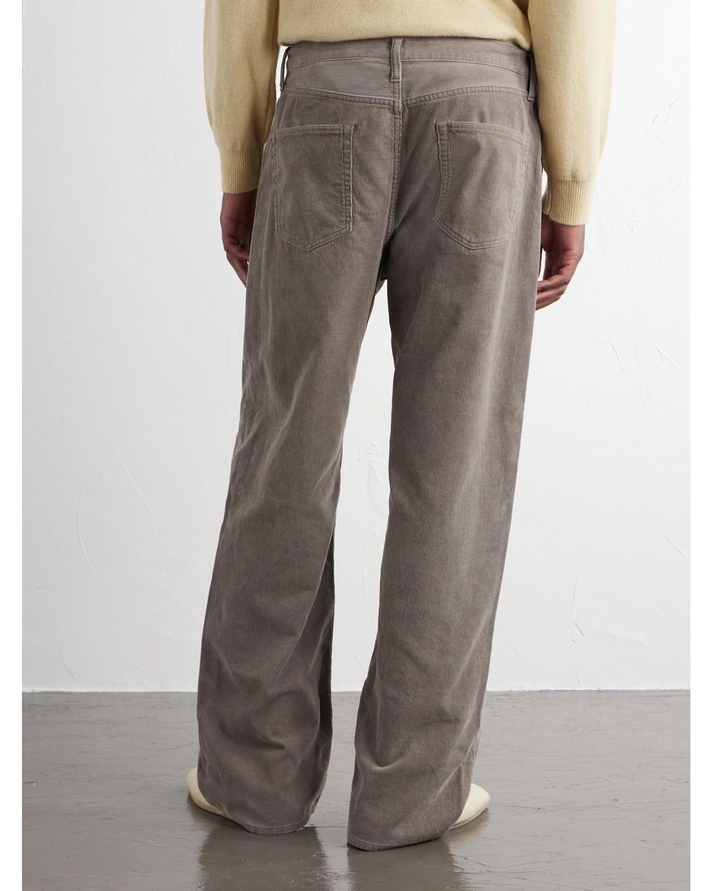 Ssstein Gray Straight-Leg Cotton-Corduroy Trousers for men