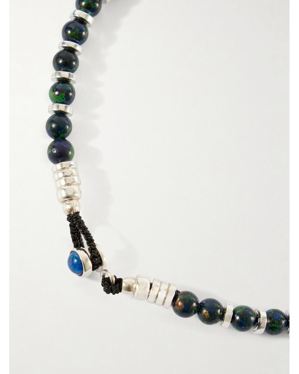 Mikia Metallic Circle 4 Sterling Multi-Stone Beaded Bracelet for men