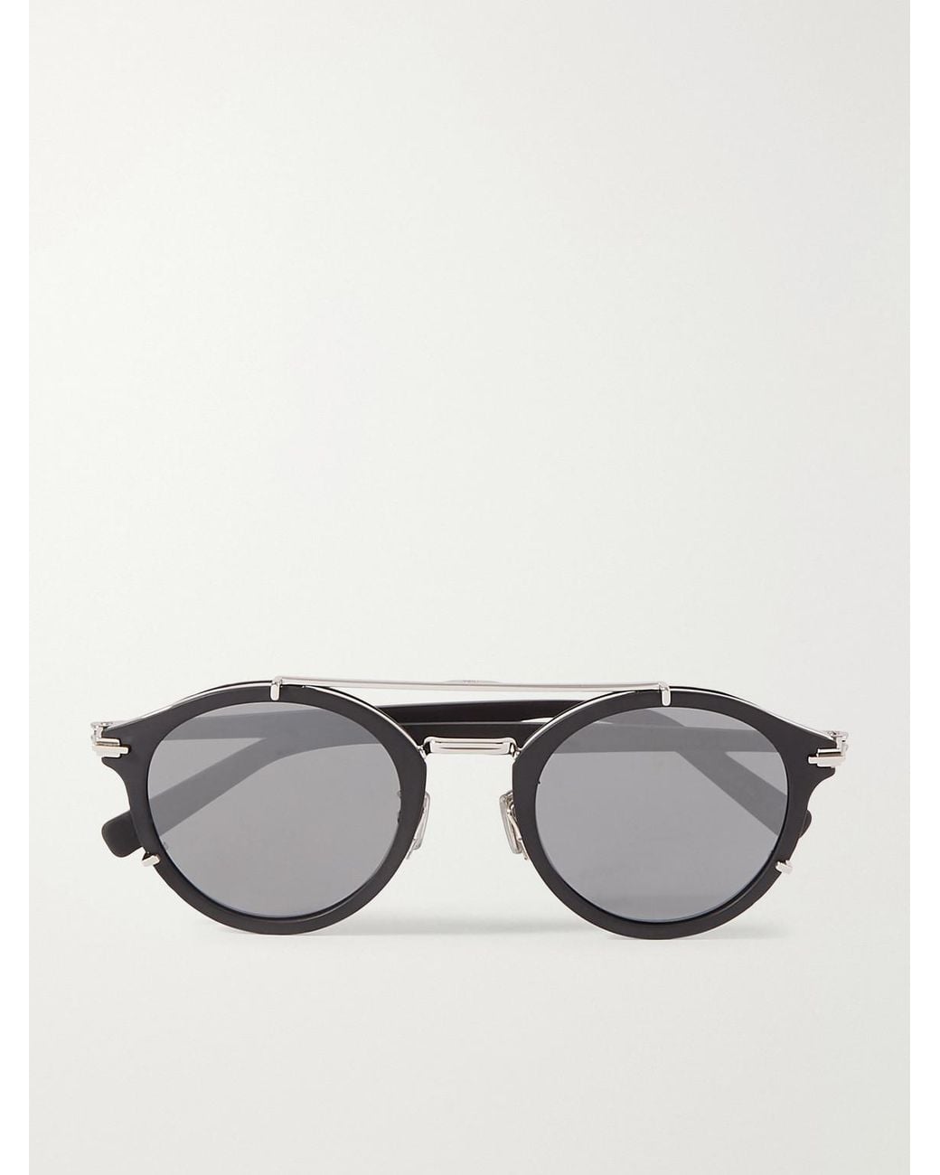 Dior Gray Diorblacksuit R7U Double-Bridge Round-Frame Acetate And-Tone Metal Sunglasses for men