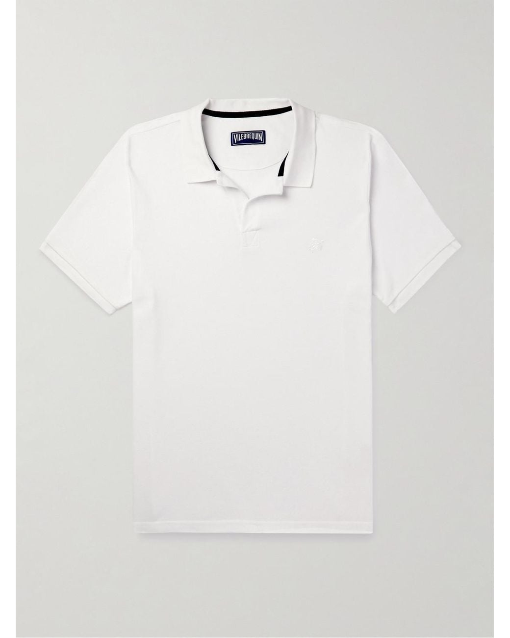 Vilebrequin White Logo-Embroidered Cotton-Piqué Polo Shirt for men