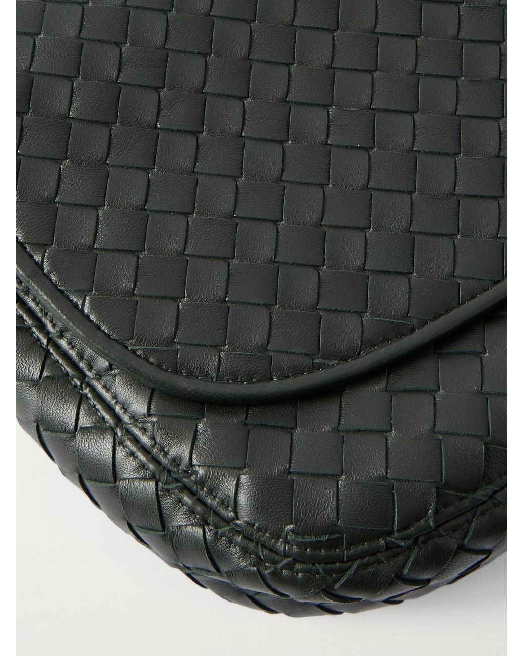 Bottega Veneta Black Intrecciato Leather Messenger Bag for men