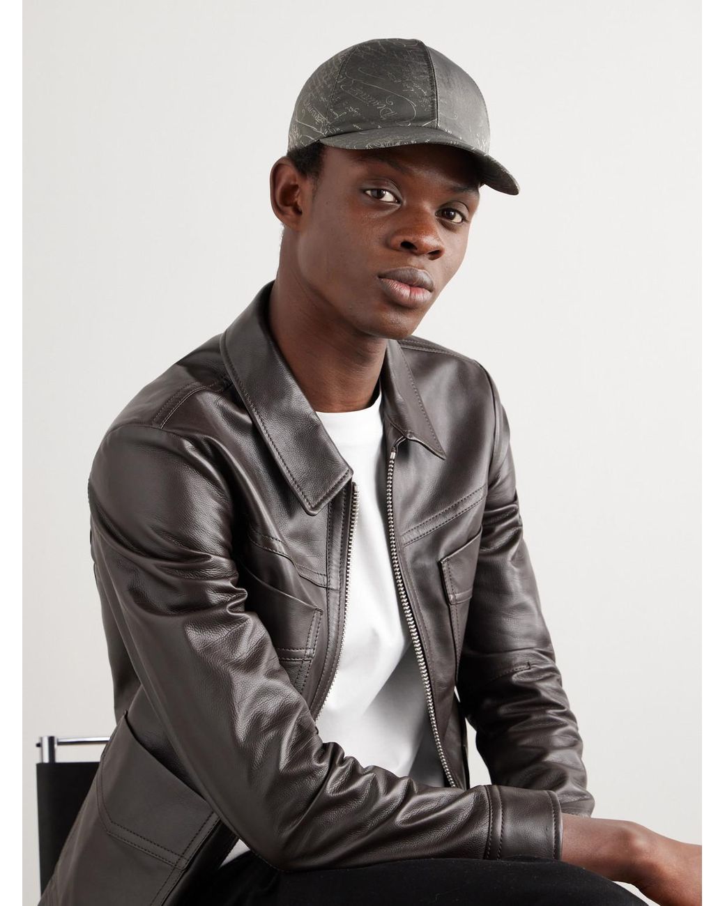 Berluti Gray Scritto-Jacquard Twill Baseball Cap for men