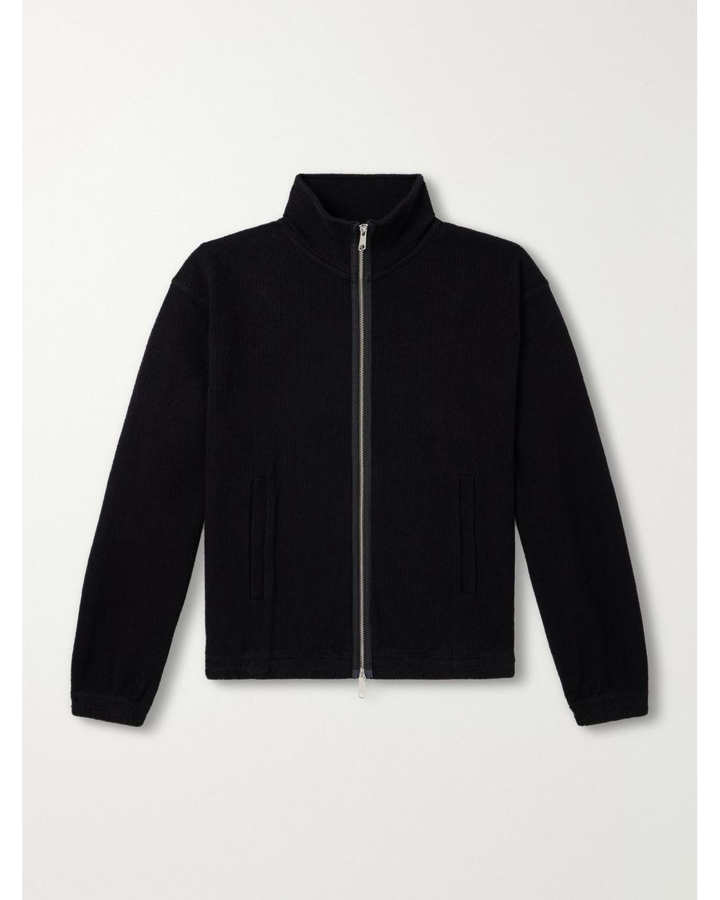 mfpen Blue Covet Ribbed Cotton-Jersey Zip-Up Sweatshirt for men