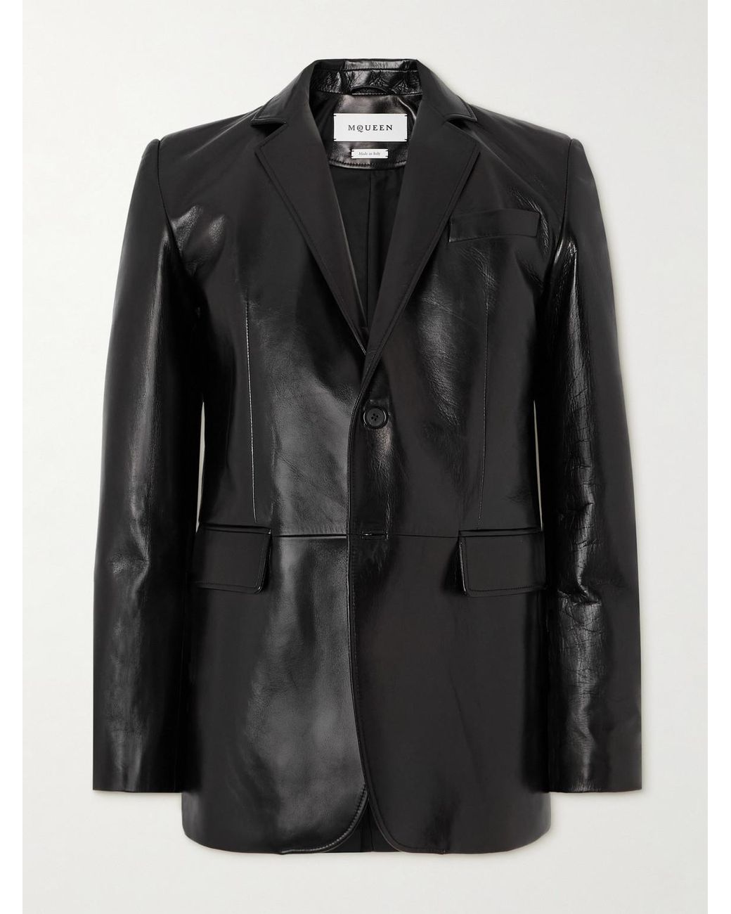 McQueen Black Leather Blazer for men