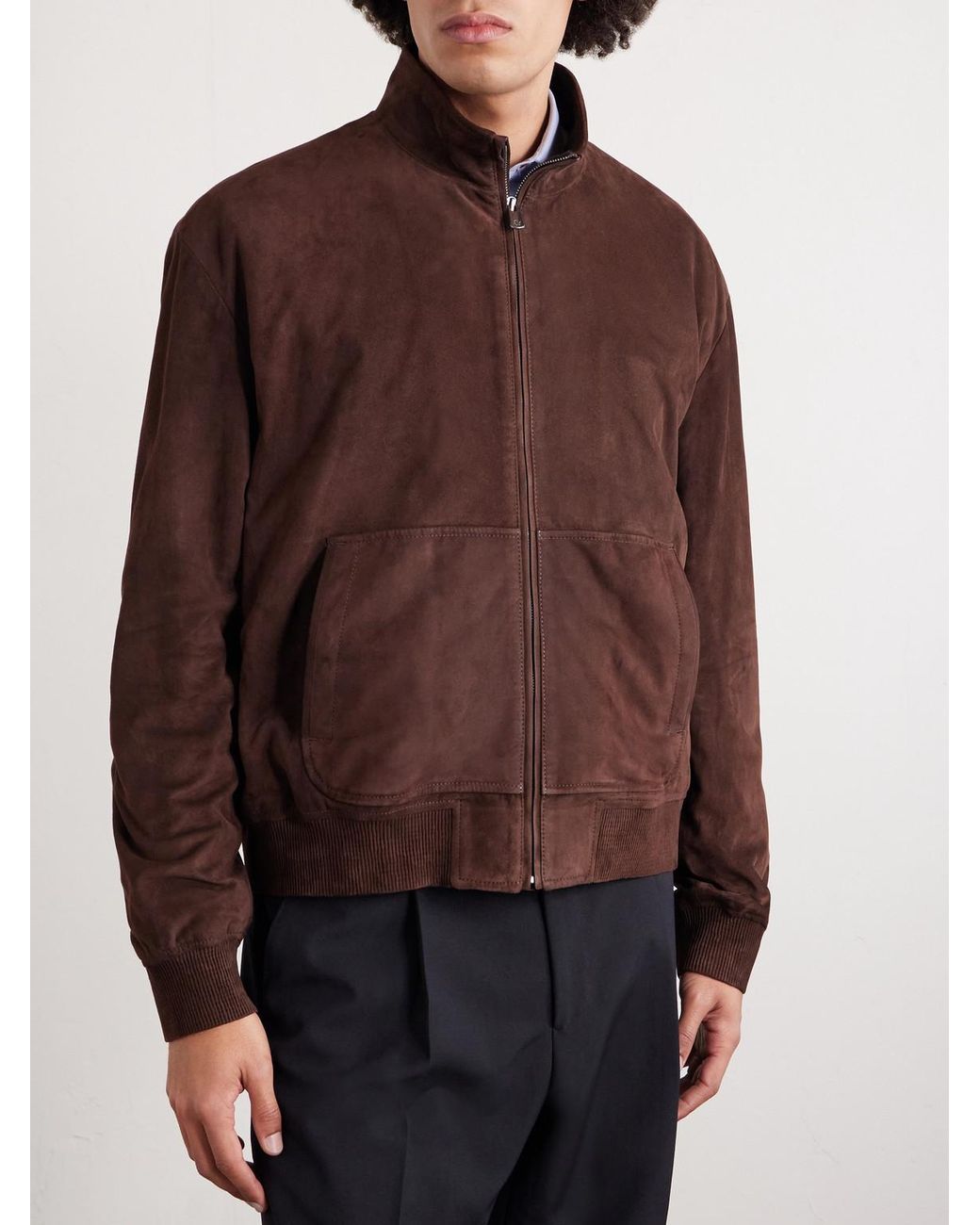 Ralph Lauren Brown Suede Bomber Jacket for men