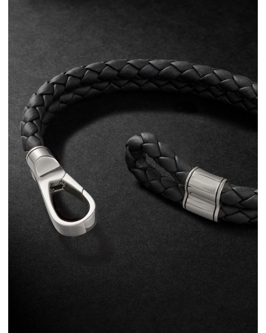 Braided Leather And Sterling Bracelet di John Hardy in Black da Uomo
