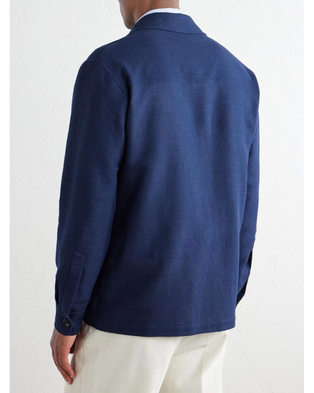 Ralph Lauren Blue Cotton-blend Waffle-knitted Blazer Jacket for men