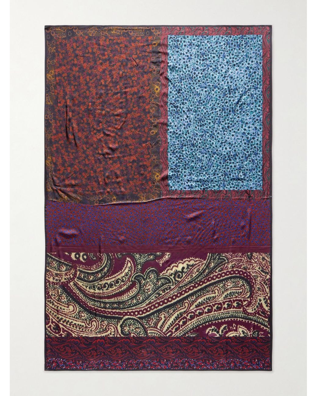 Dries Van Noten Blue Flora Satin Scarf for men