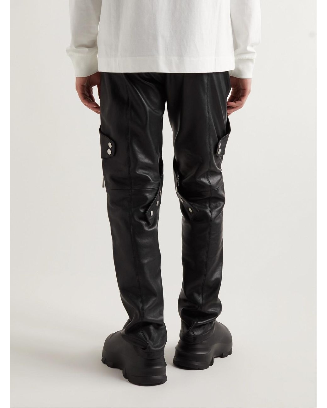 Moncler Genius Black Alyx Straight-Leg Panelled Zip-Embellished Leather Trousers for men