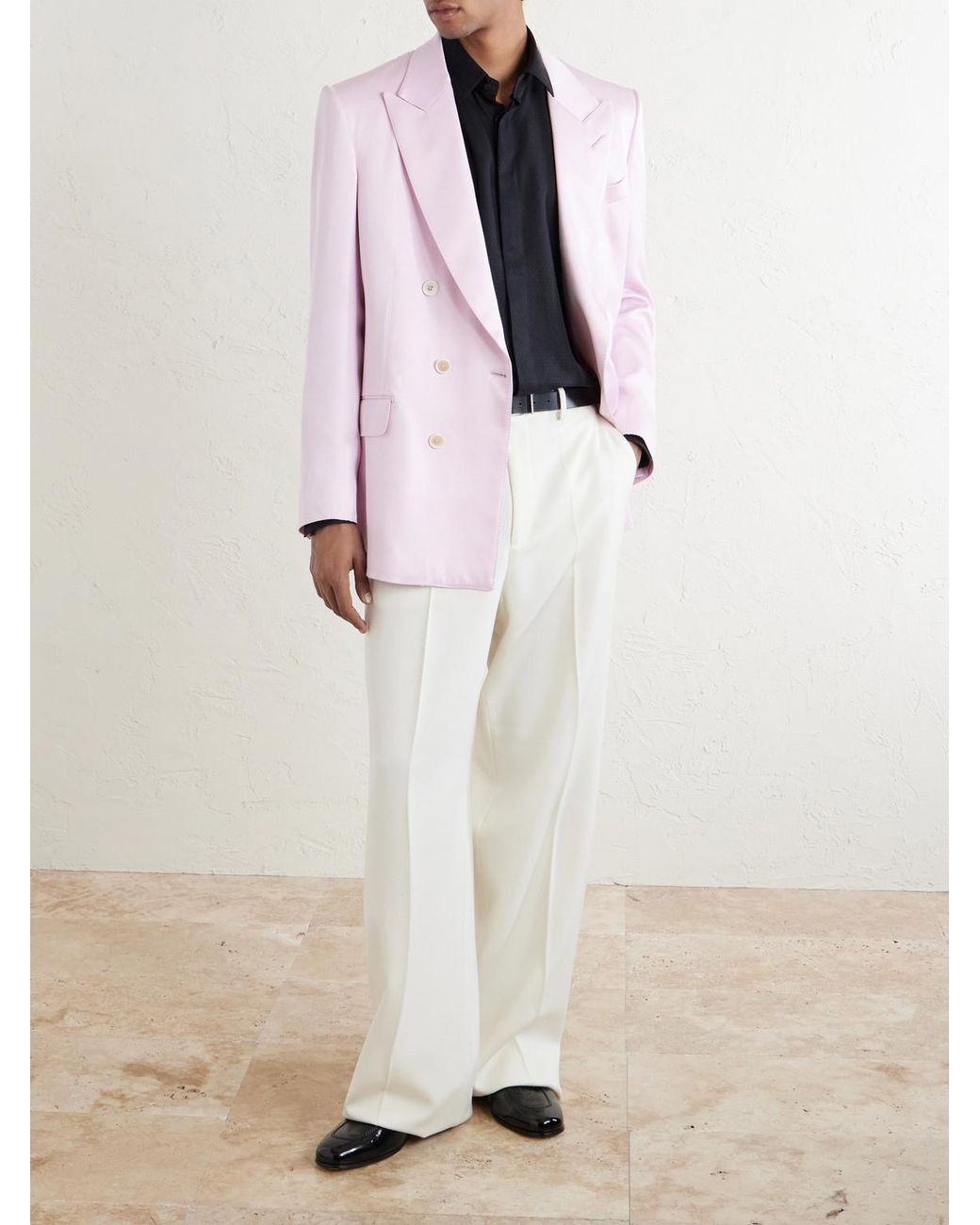 Tom Ford Blue Perforated Silk-Twill Shirt for men