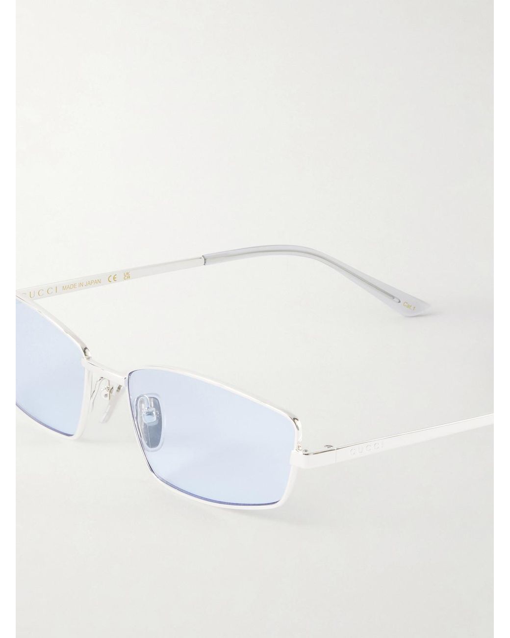 Gucci White Square-Frame-Tone Sunglasses for men