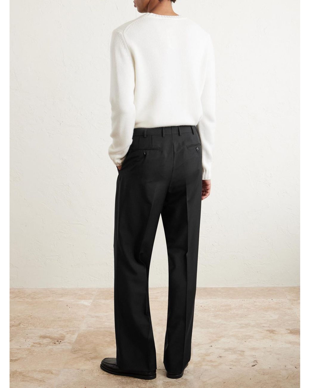 Saman Amel Black Amo Straight-leg Wool And Mohair-blend Suit Trousers for men