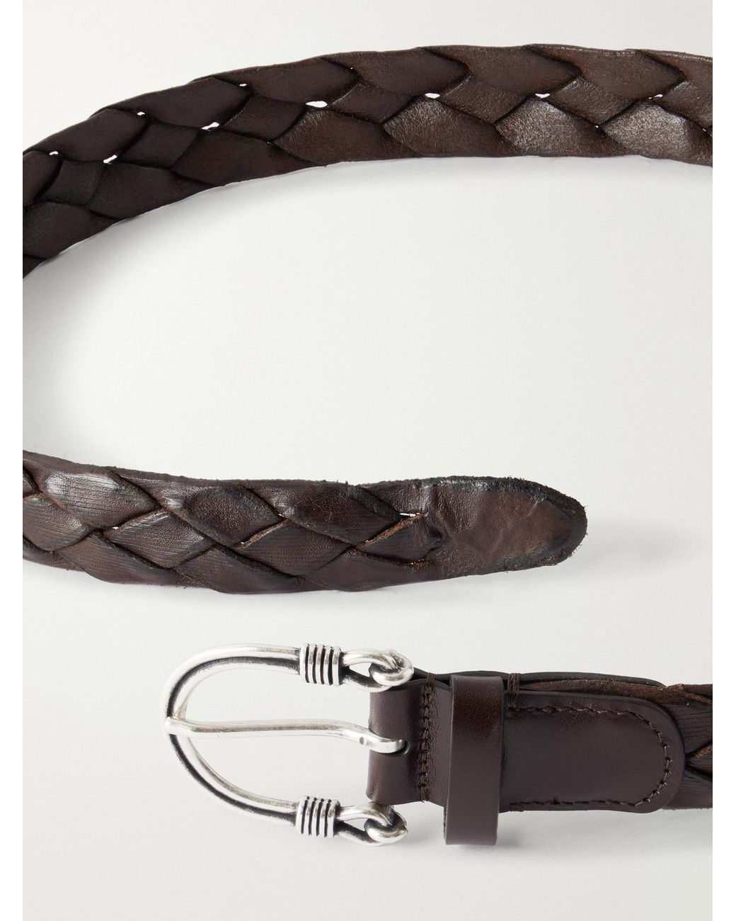 Andersons Brown 3Cm Woven Leather Belt for men