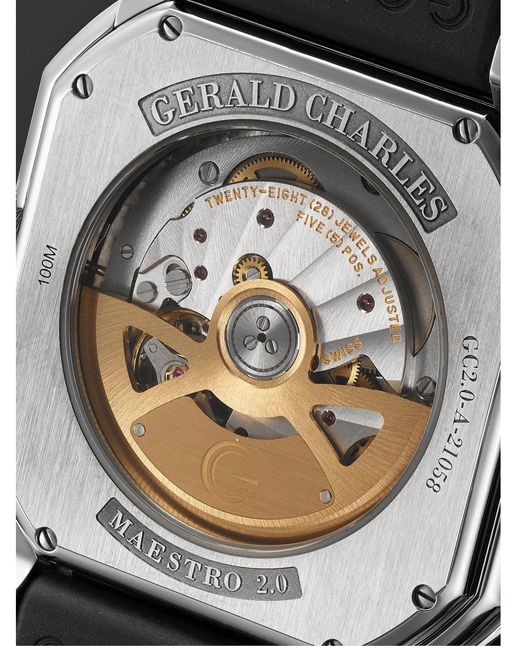 Gerald Charles Black Maestro 2.0 Ultra-thin Automatic 39mm Stainless Steel And Rubber Watch, Ref. No. Gc2.0-a-00 for men