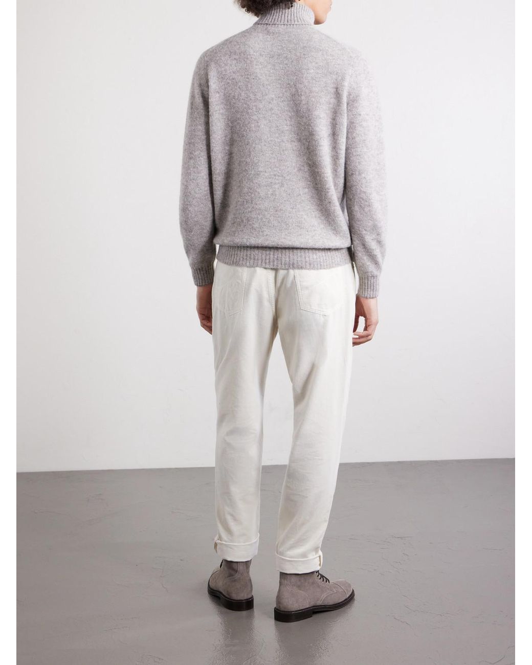 Brunello Cucinelli White Alpaca-Blend Rollneck Sweater for men