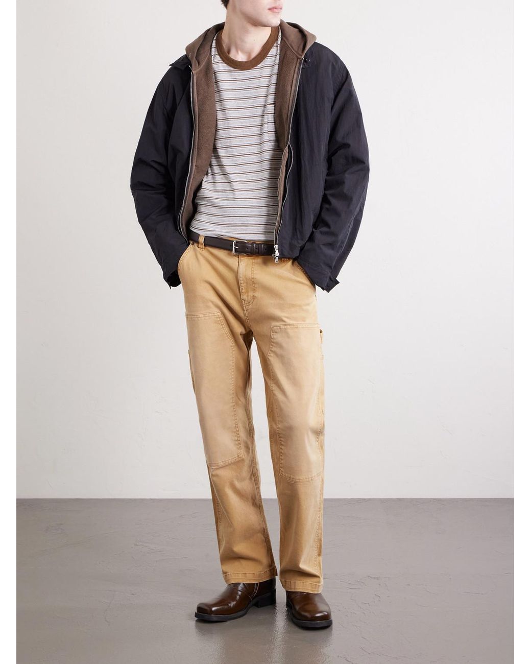 Visvim Natural Striped Wool And Cotton-blend T-shirt for men