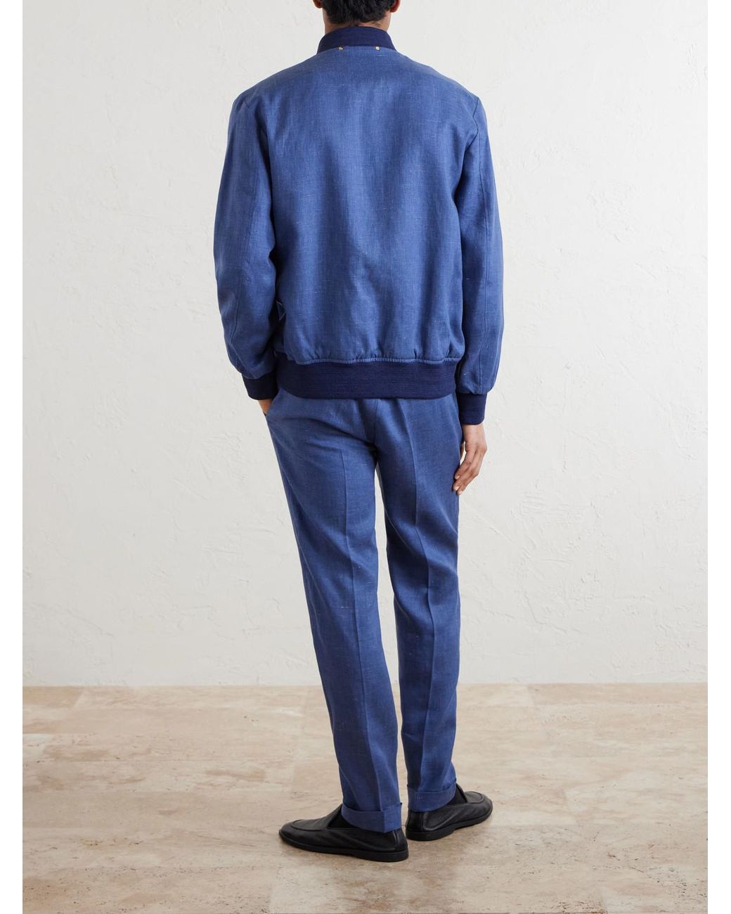 Paul Smith Blue Linen Bomber Jacket for men