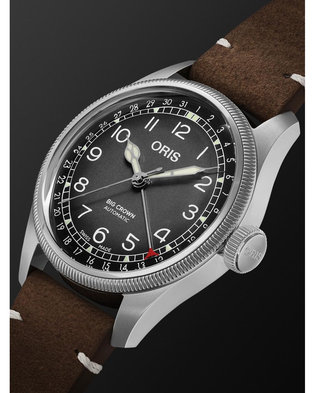 Oris Black Cervo Volante Big Crown Pointer Date Automatic Stainless Steel Watch, Ref. 01 754 7779 4063-Set for men