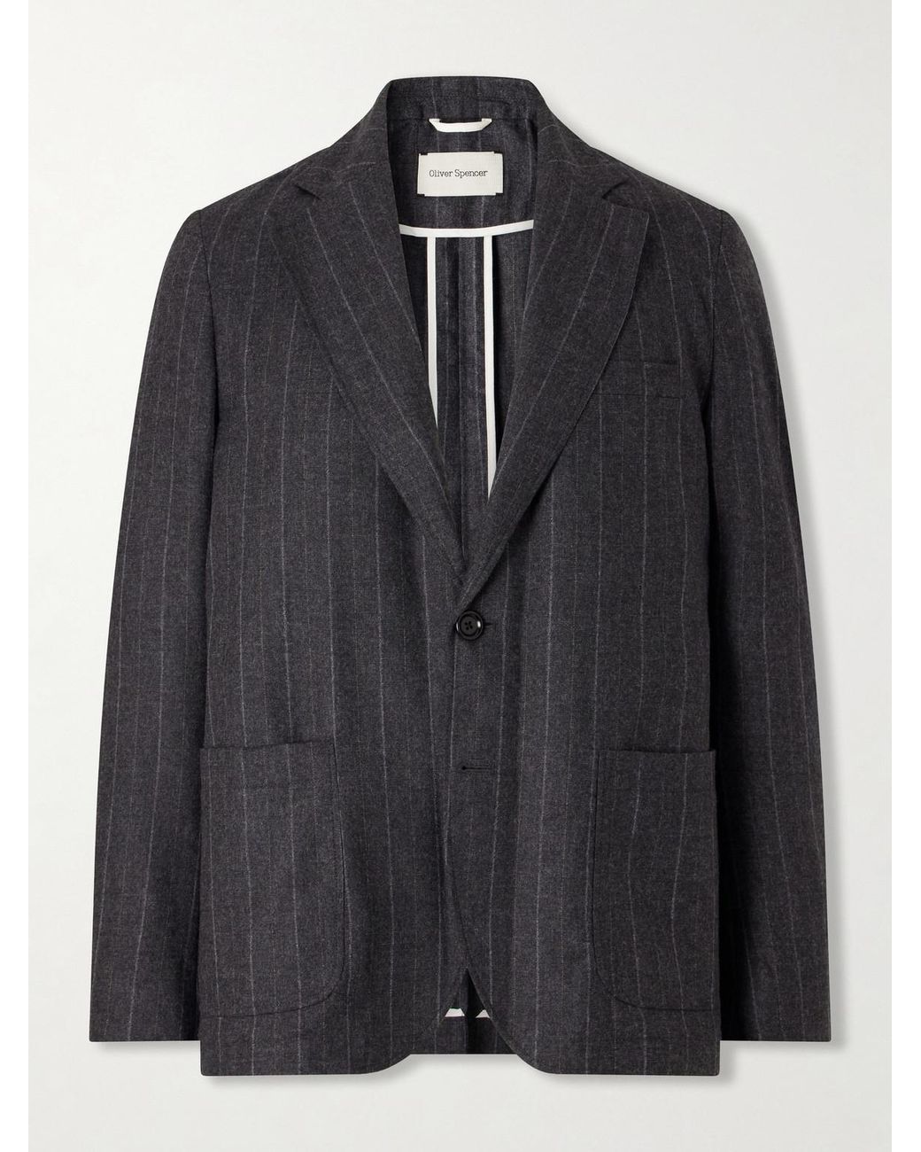 Oliver Spencer Black Westbury Striped Wool-Blend Suit Jacket for men
