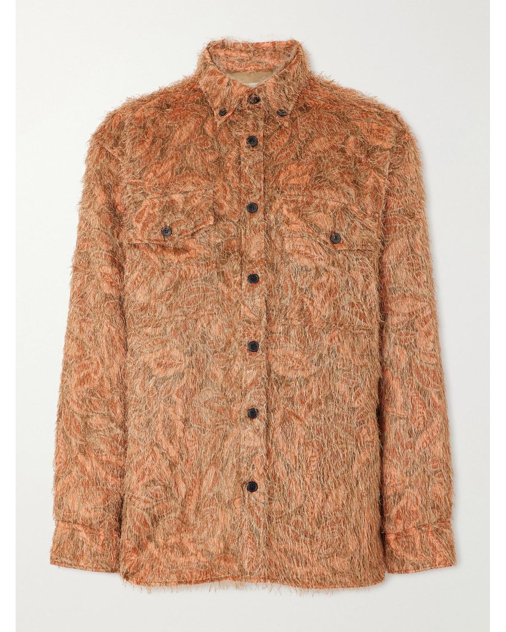 Dries Van Noten Brown Cromo Fil Coupé Jacquard Overshirt for men