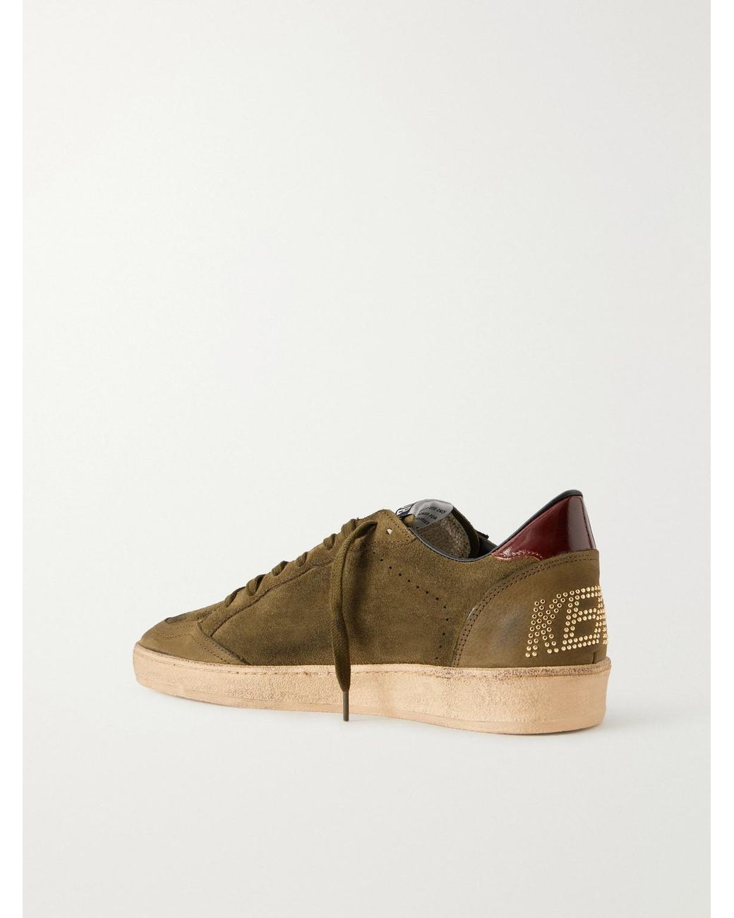 Golden Goose Deluxe Brand Green Ball Star Distressed Leather-Trimmed Studded Suede Sneakers for men