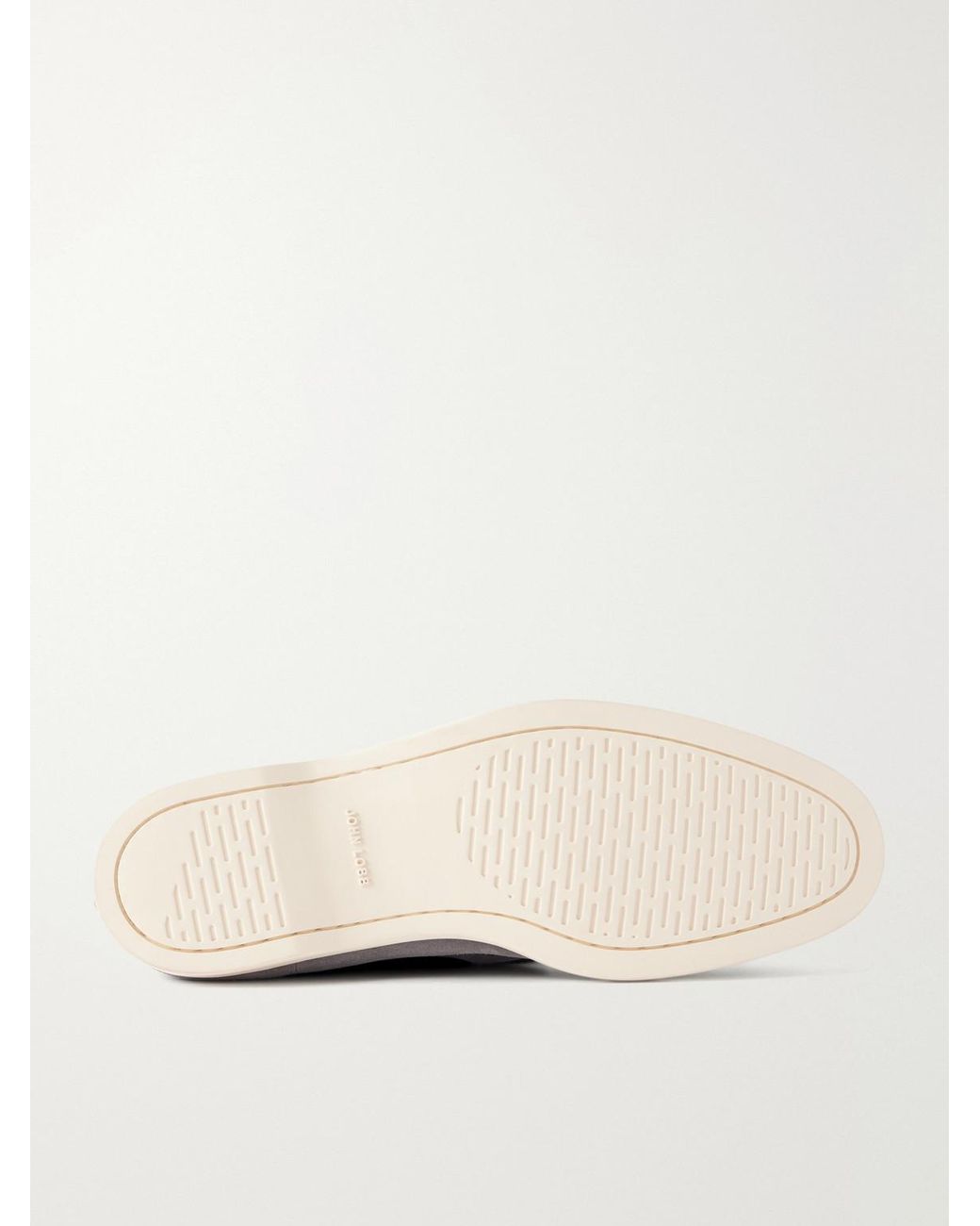 John Lobb White Foil Suede Boat Shoes for men