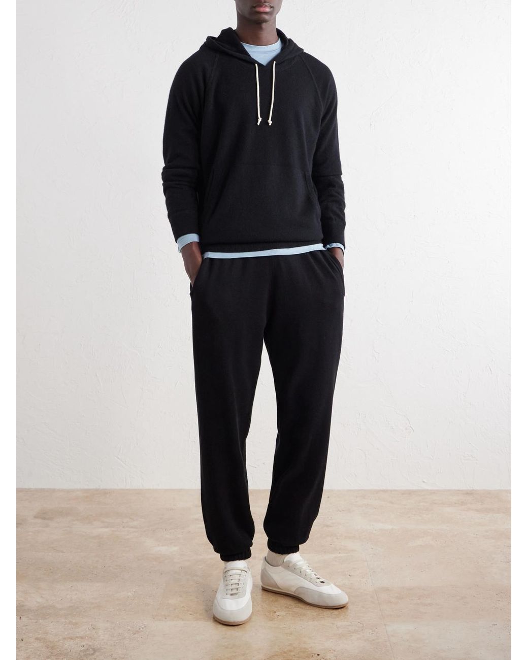 Ghiaia Blue Cashmere Hoodie for men