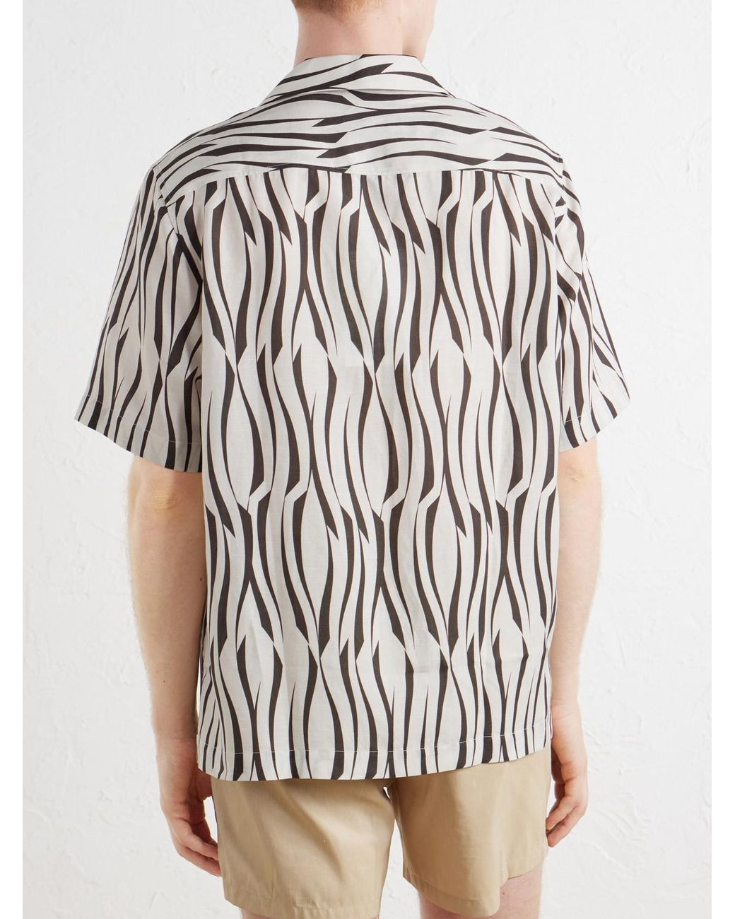 Frescobol Carioca White Roberto Camp-collar Printed Lyocell And Linen-blend Shirt for men