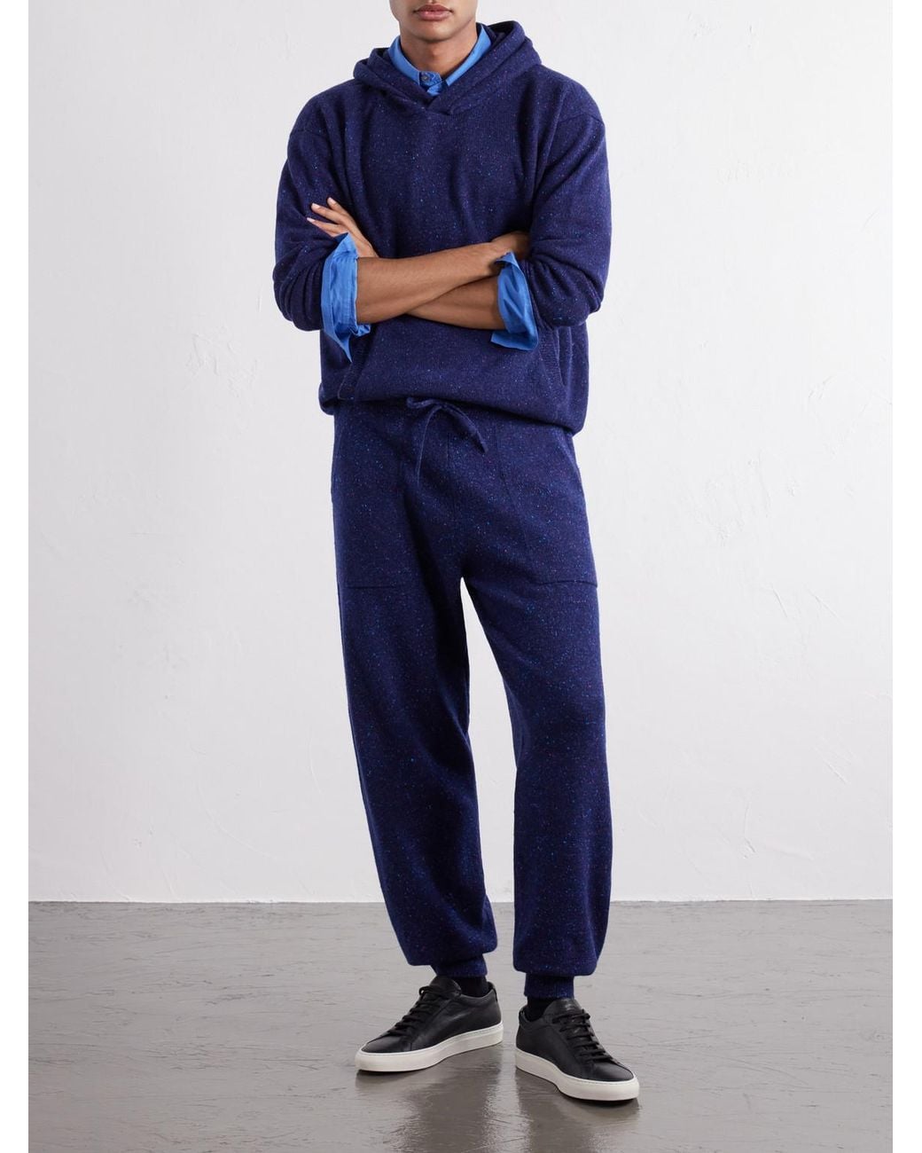 Begg x Co Blue Brennan Tapered Cashmere Sweatpants for men